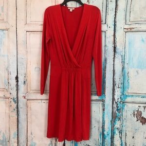 Boston Proper Red Faux Wrap Dress Size 8